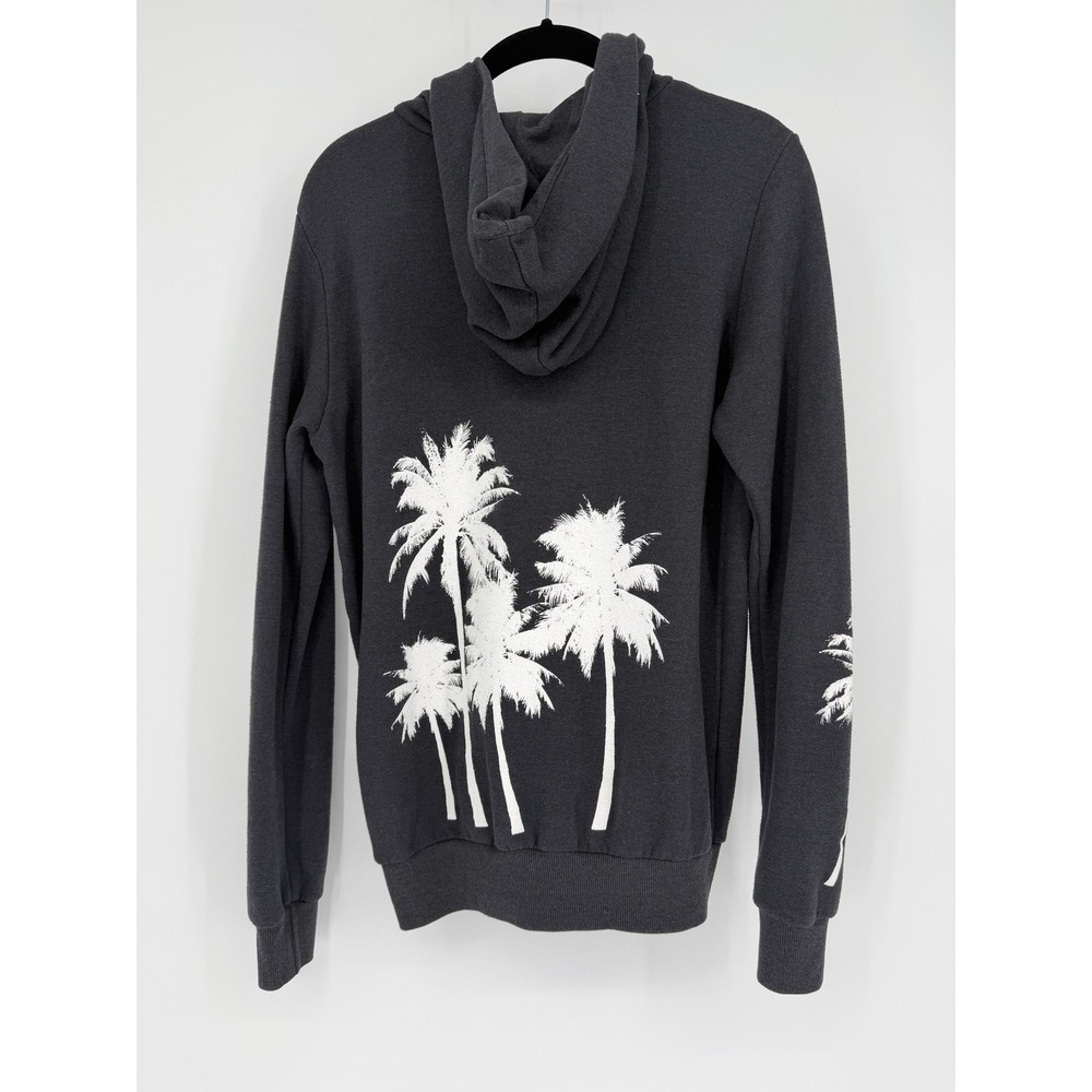 Californian Vintage Palm Tree Zip Up Hoodie Charcoal Gray Los Angeles Womens 12
